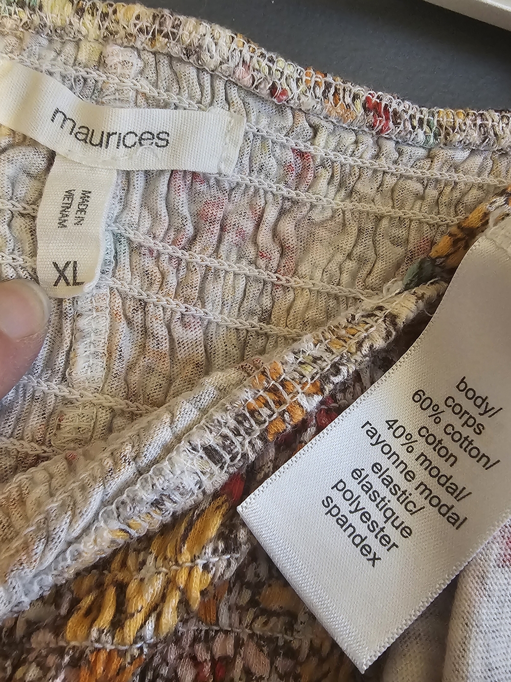 Maurices Multi Floral Smocked Peplum Tank Top - Cream, Yellow, Rust In XL - Picture 2 of 4